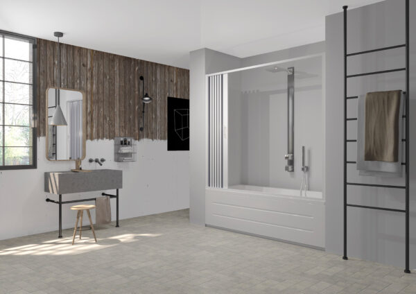 Forte Box Sopravasca a soffietto in PVC, Anticalcare, Riducibile, Resistente agli urti, Kit completo, 170 x 150H cm , Bianco
