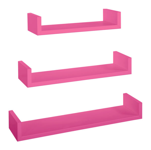 Sanitec Set Mensole Calamita da Parete, 60 x 8, 50 x 8, 40 x 8, p15,5 cm, Fuxia