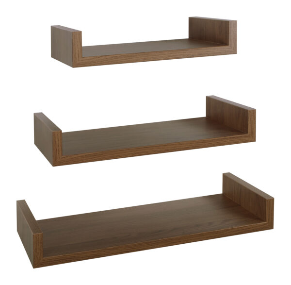 Sanitec Set Mensole Calamita Maxi da Parete, 60 x 8, 50 x 8, 40 x 8, p23,7 cm,Rovere Tabacco
