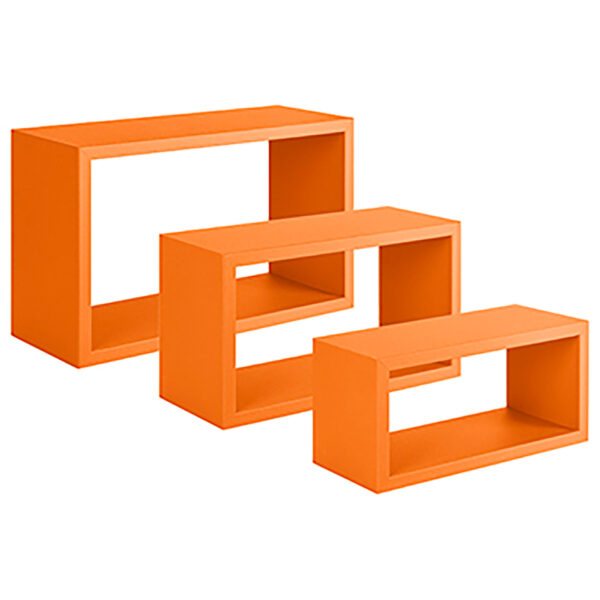 Sanitec Set Mensole Trittico da Parete, 45 x 27, 40 x 22, 35 x 17, p15,5 cm, Arancio